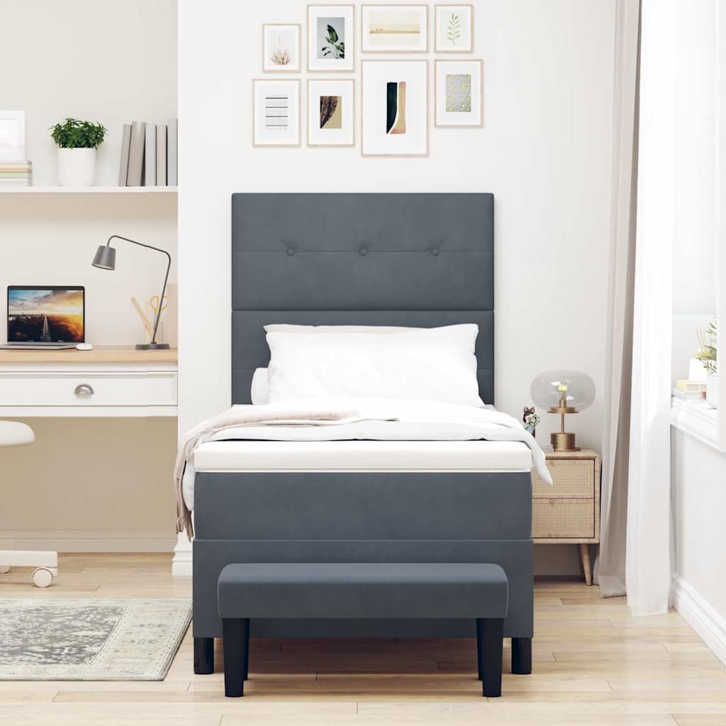 Krevet s opruga kutije Tamno siva 200 x 80 cm Baršun