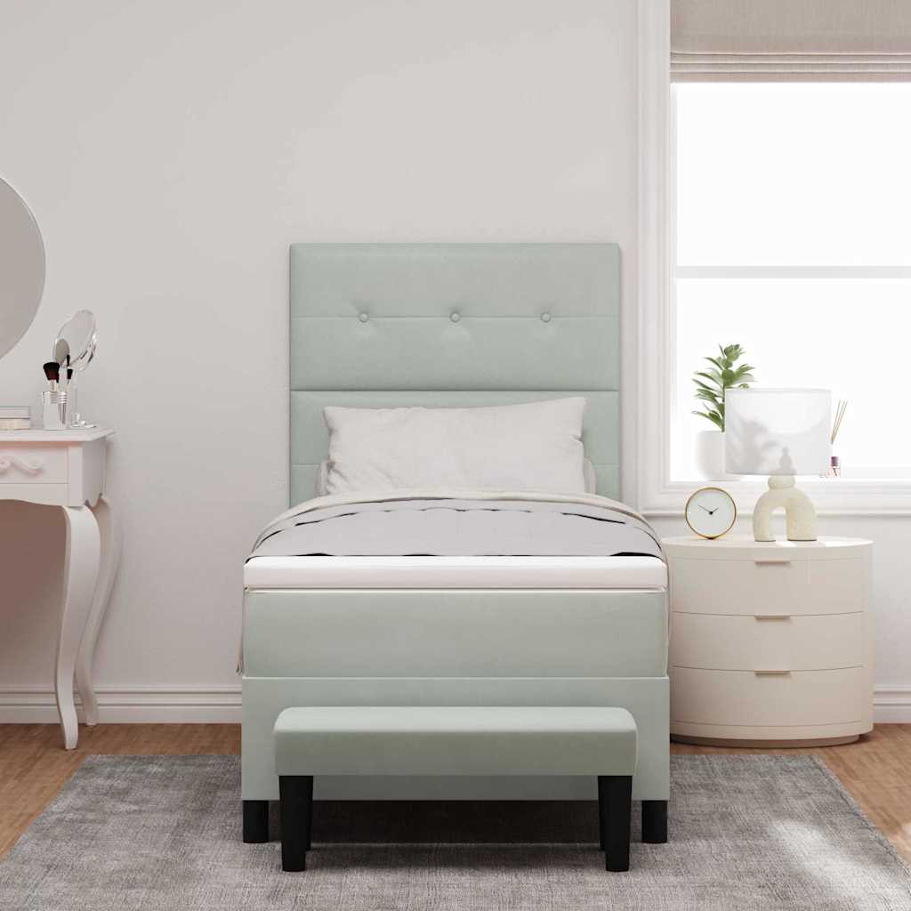 Krevet s opruga kutije Svijetlo siva 200 x 90 cm Baršun