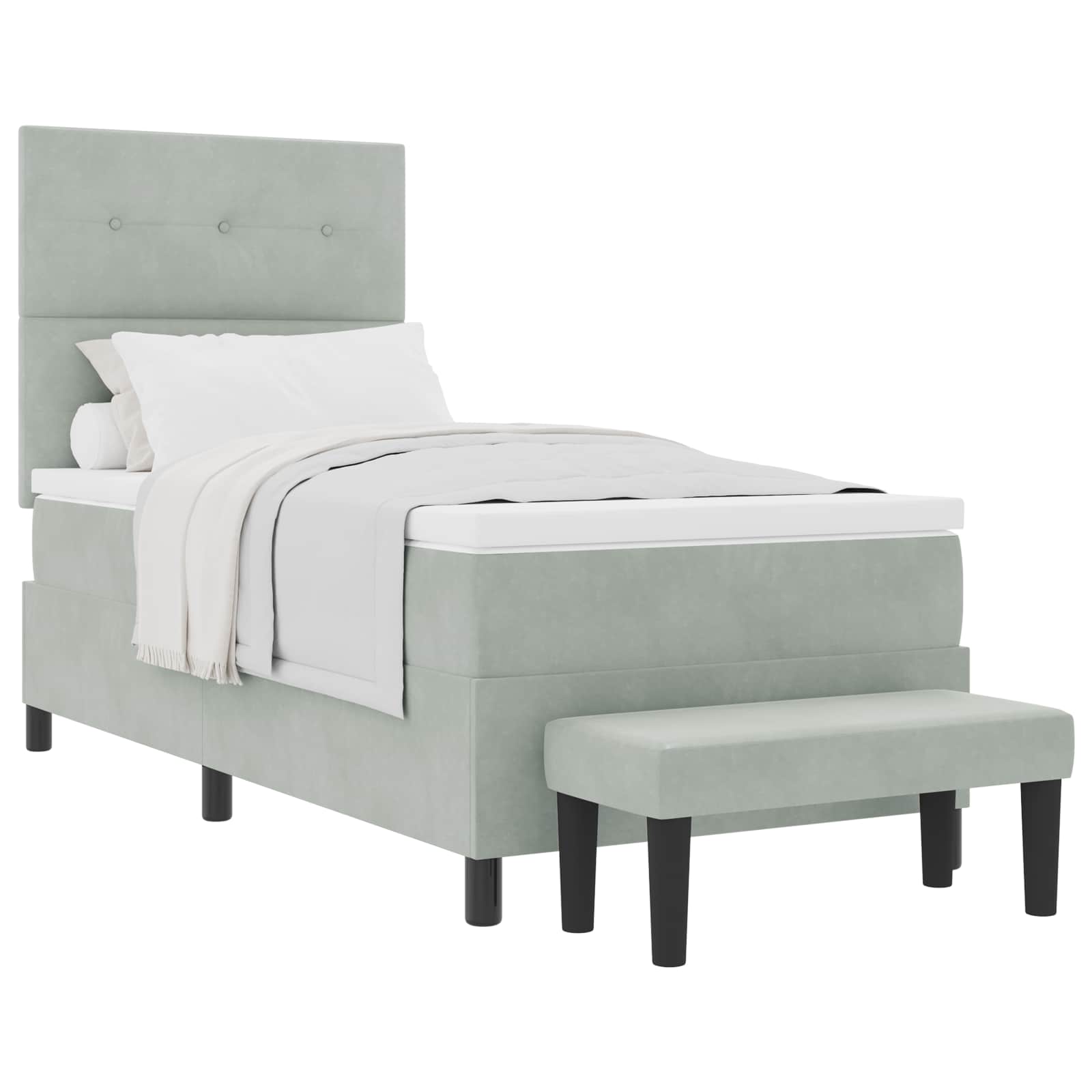Krevet s opruga kutije Svijetlo siva 200 x 90 cm Baršun