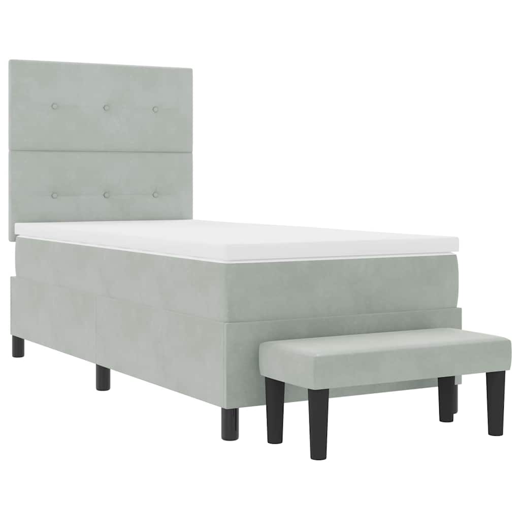 Krevet s opruga kutije Svijetlo siva 200 x 90 cm Baršun