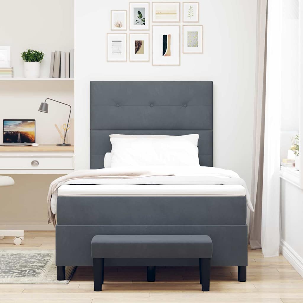 Krevet s opruga kutije Tamno siva 200 x 120 cm Baršun