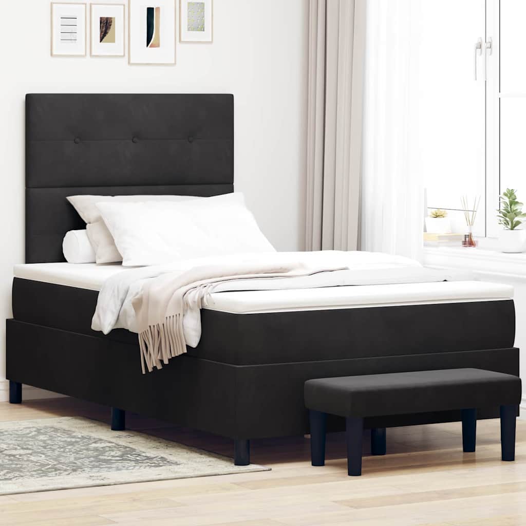Krevet s opruga kutije s uzglavljem Crna 200 x 120 cm Baršun