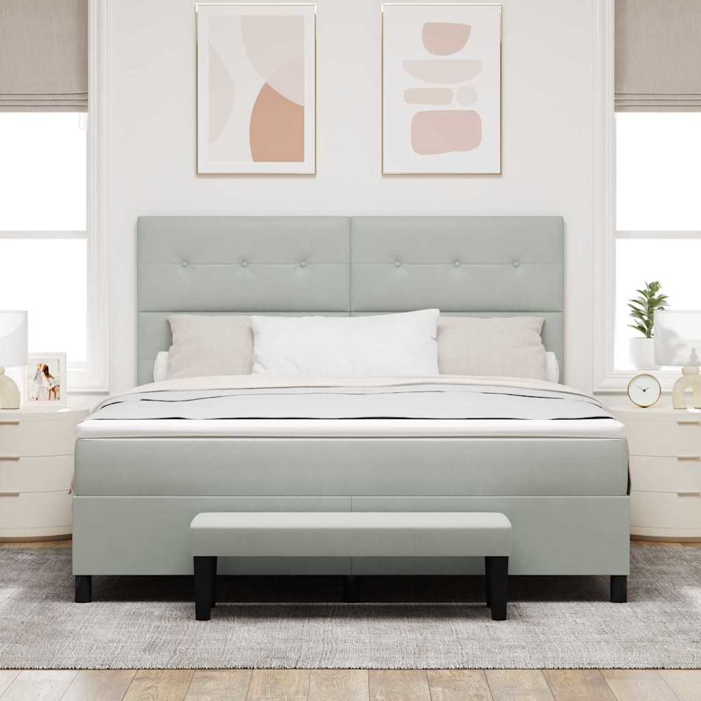 Krevet s opruga kutije Svijetlo siva 200 x 180 cm Baršun