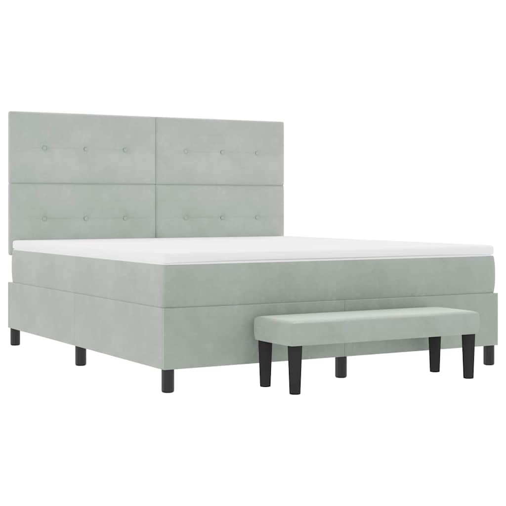 Krevet s opruga kutije Svijetlo siva 200 x 180 cm Baršun