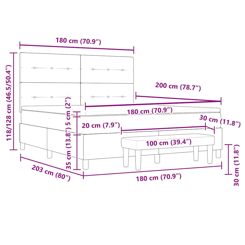 Krevet s opruga kutije Tamno siva 200 x 180 cm Baršun