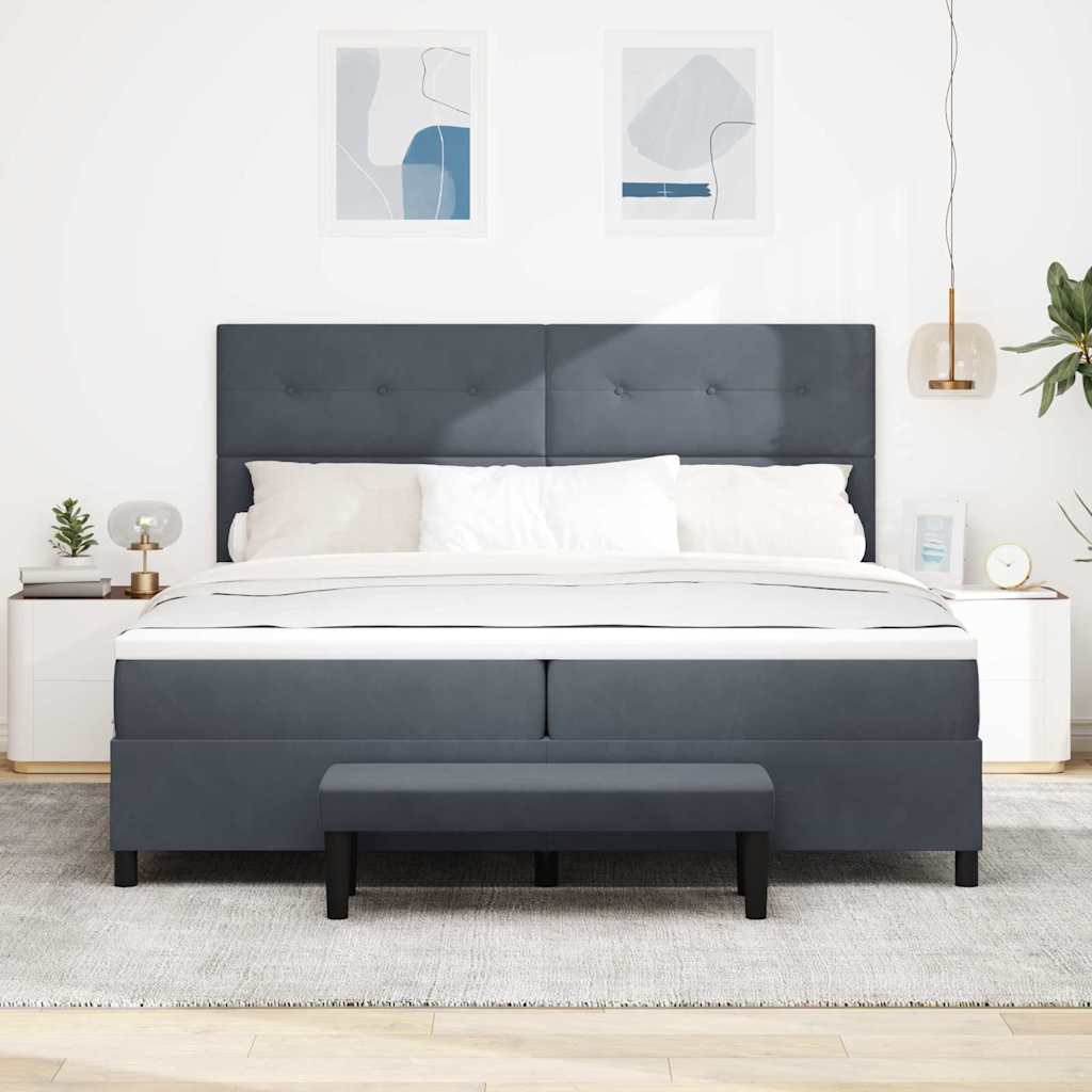 Krevet s opruga kutije Tamno siva 200 x 200 cm Baršun