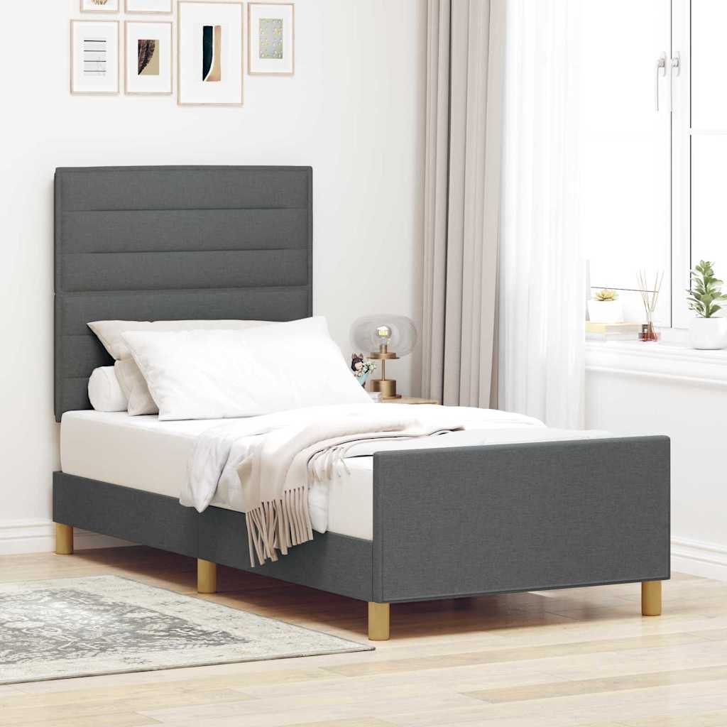 Krevetna konstrukcija Tamno siva 90 x 200 cm tkanina