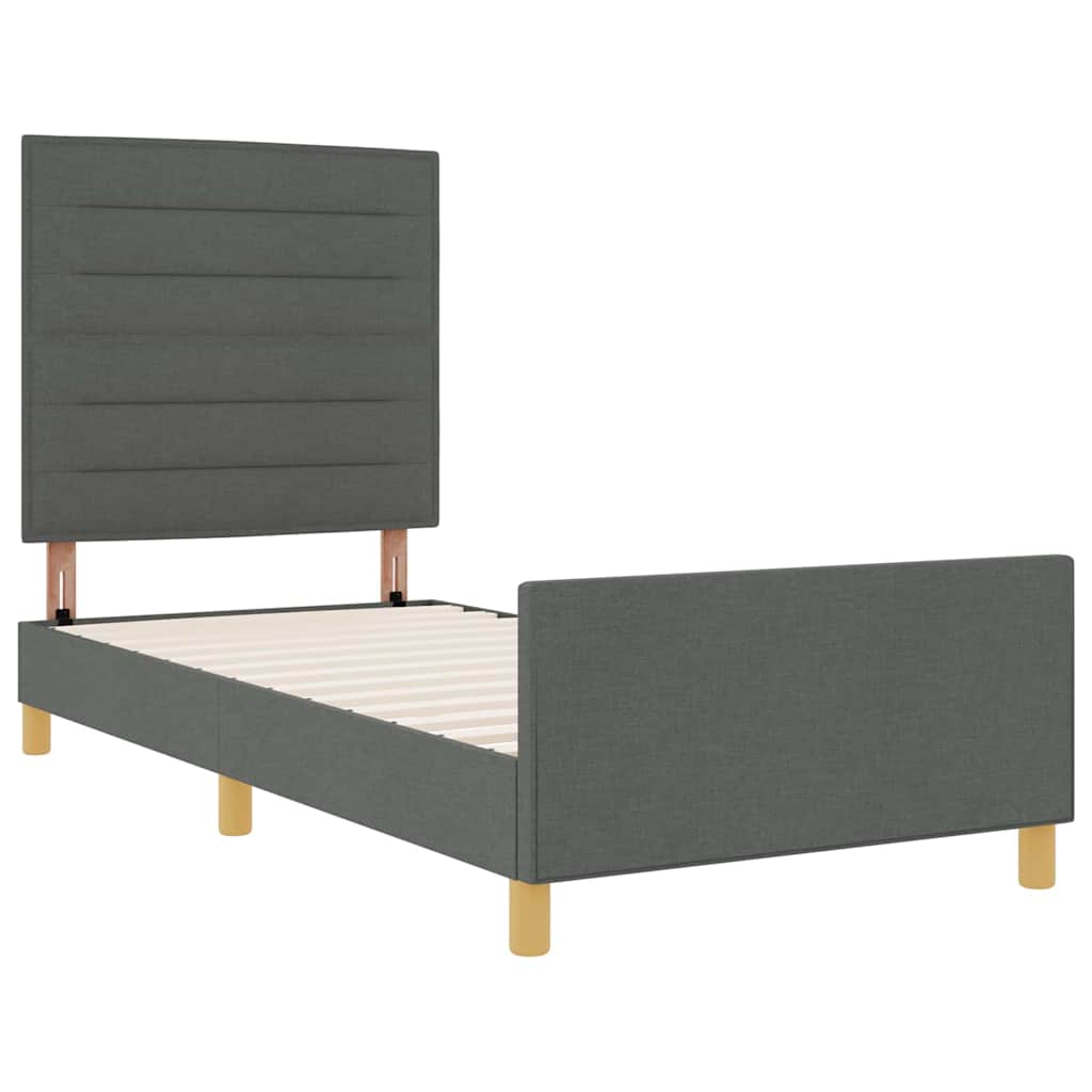 Krevetna konstrukcija Tamno siva 90 x 200 cm tkanina