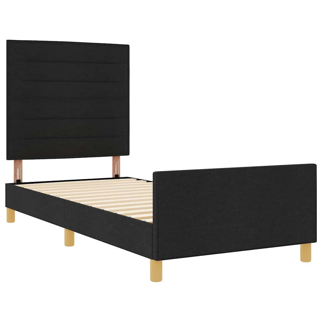 Krevetna konstrukcija s uzglavljem Crna 100 x 200 cm tkanina