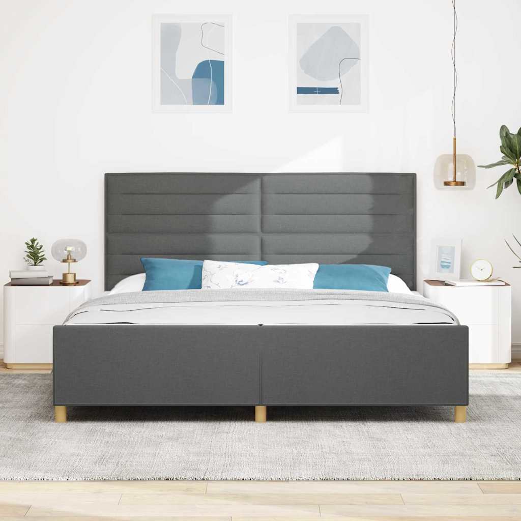 Krevetna konstrukcija Tamno siva 200 x 200 cm tkanina