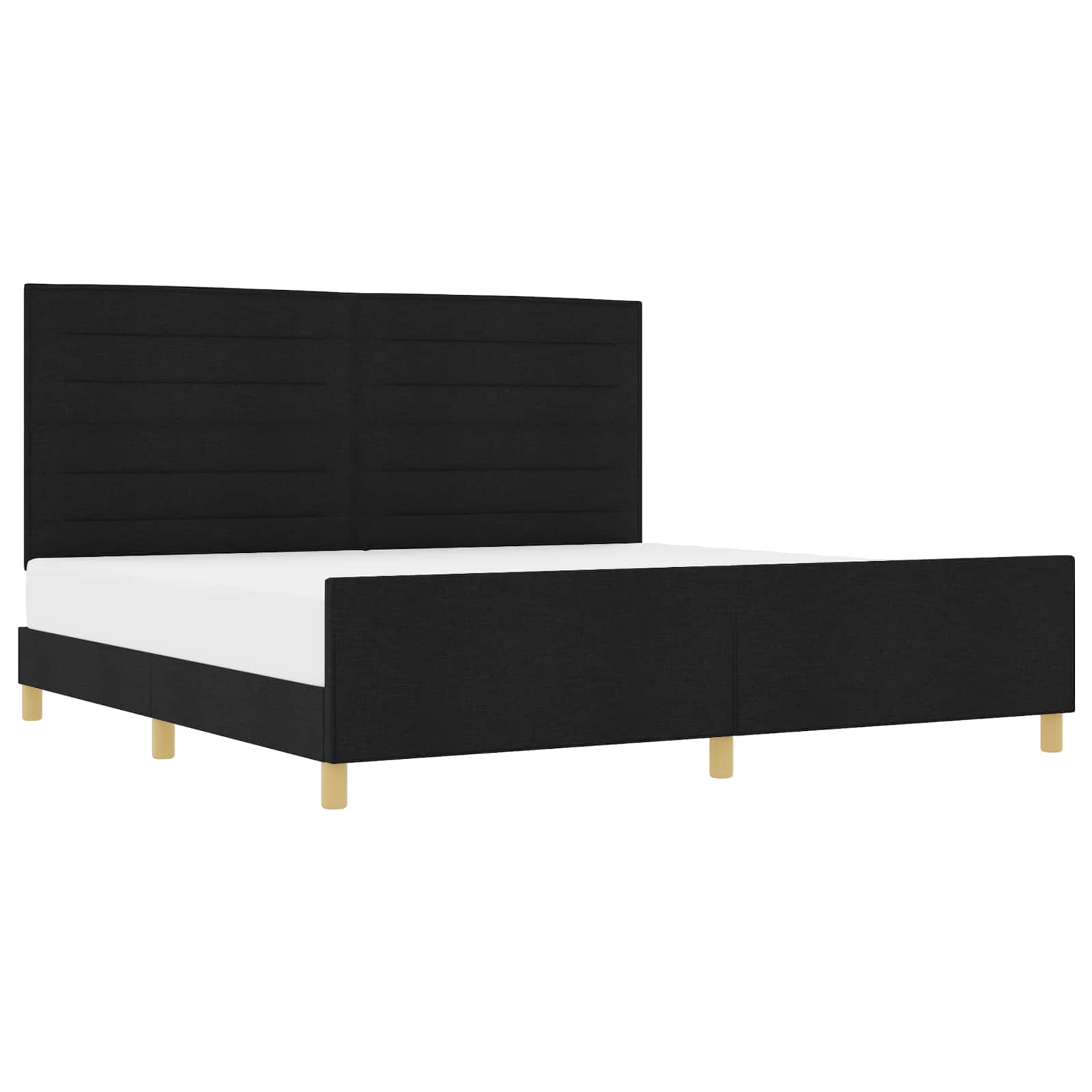 Krevetna konstrukcija s uzglavljem Crna 200 x 200 cm tkanina