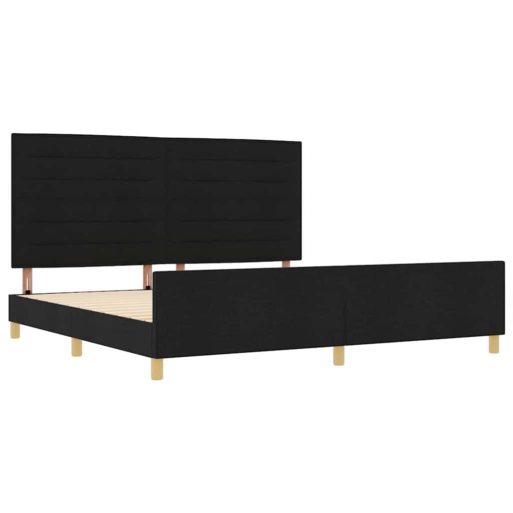 Krevetna konstrukcija s uzglavljem Crna 200 x 200 cm tkanina