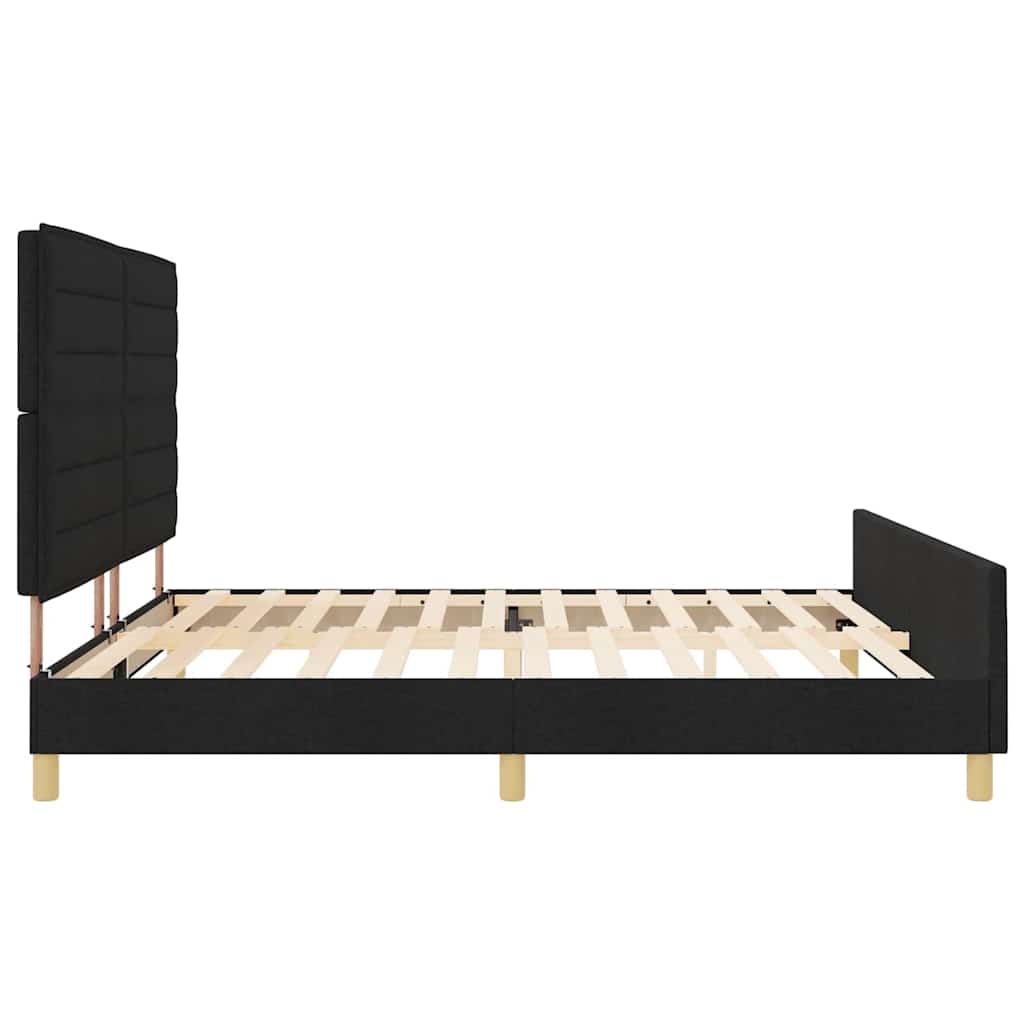 Krevetna konstrukcija s uzglavljem Crna 200 x 200 cm tkanina