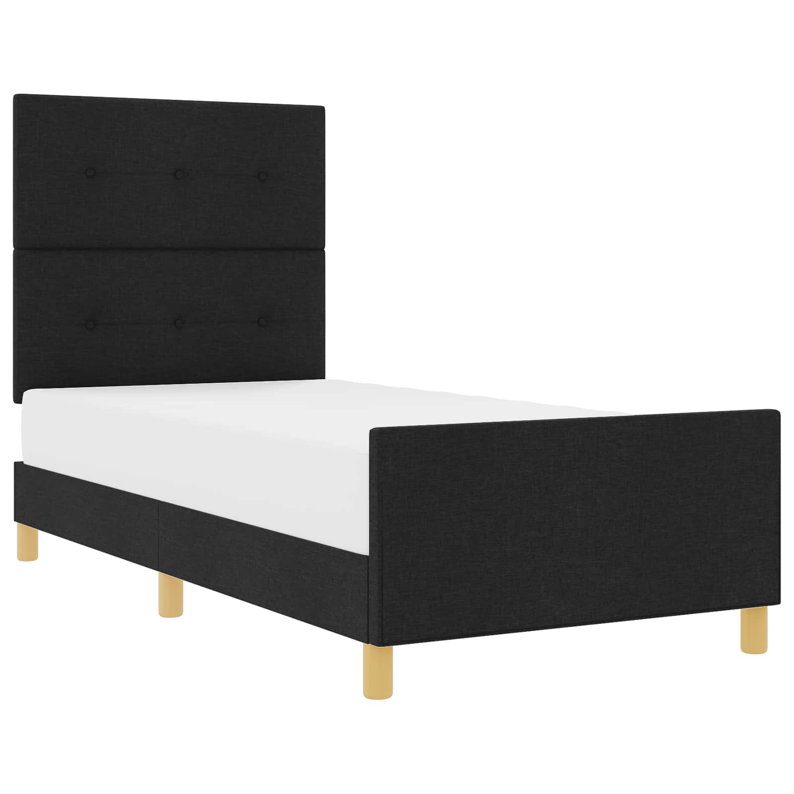 Krevetna konstrukcija s uzglavljem Crna 90 x 200 cm tkanina