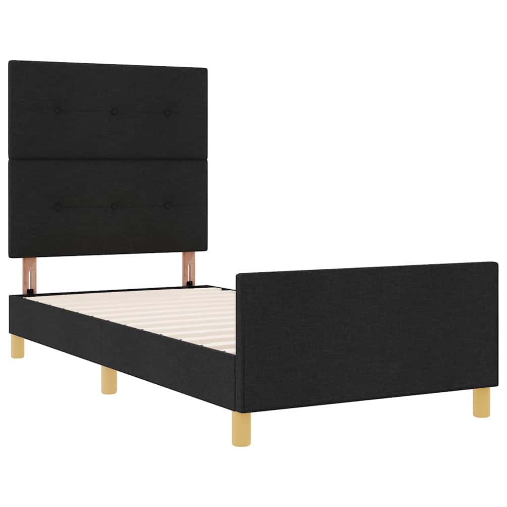 Krevetna konstrukcija s uzglavljem Crna 90 x 200 cm tkanina