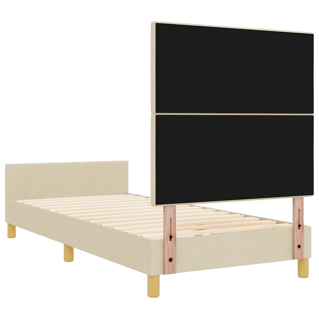 Krevetna konstrukcija s uzglavljem Krema 90 x 200 cm tkanina