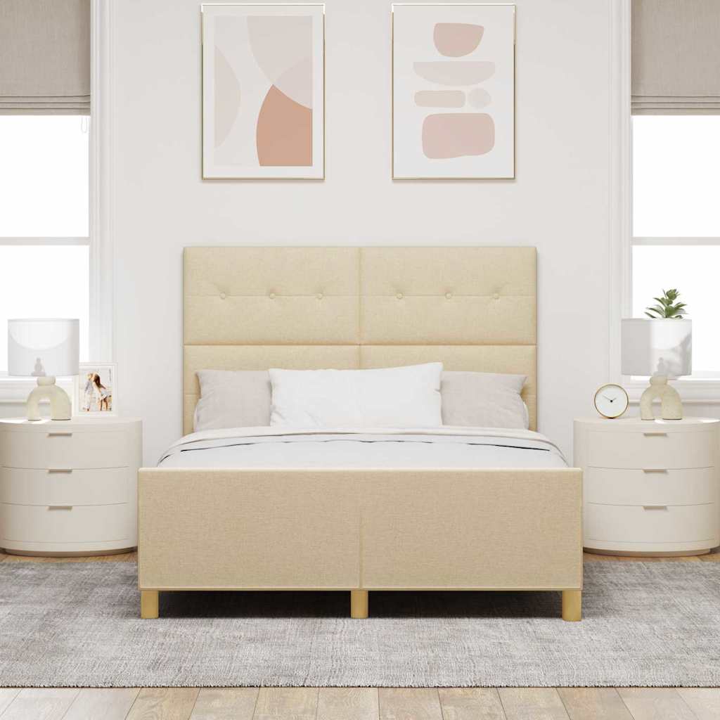Krevetna konstrukcija s uzglavljem Krema 140 x 200 cm tkanina