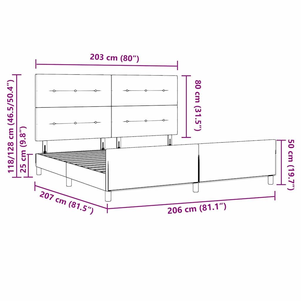 Krevetna konstrukcija s uzglavljem Plava 200 x 200 cm tkanina