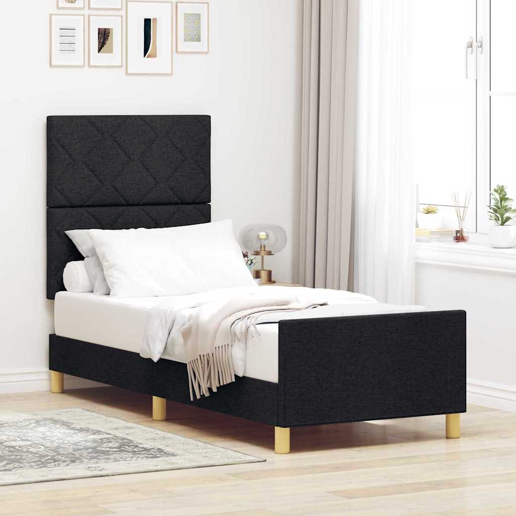 Krevetna konstrukcija s uzglavljem Crna 80 x 200 cm tkanina