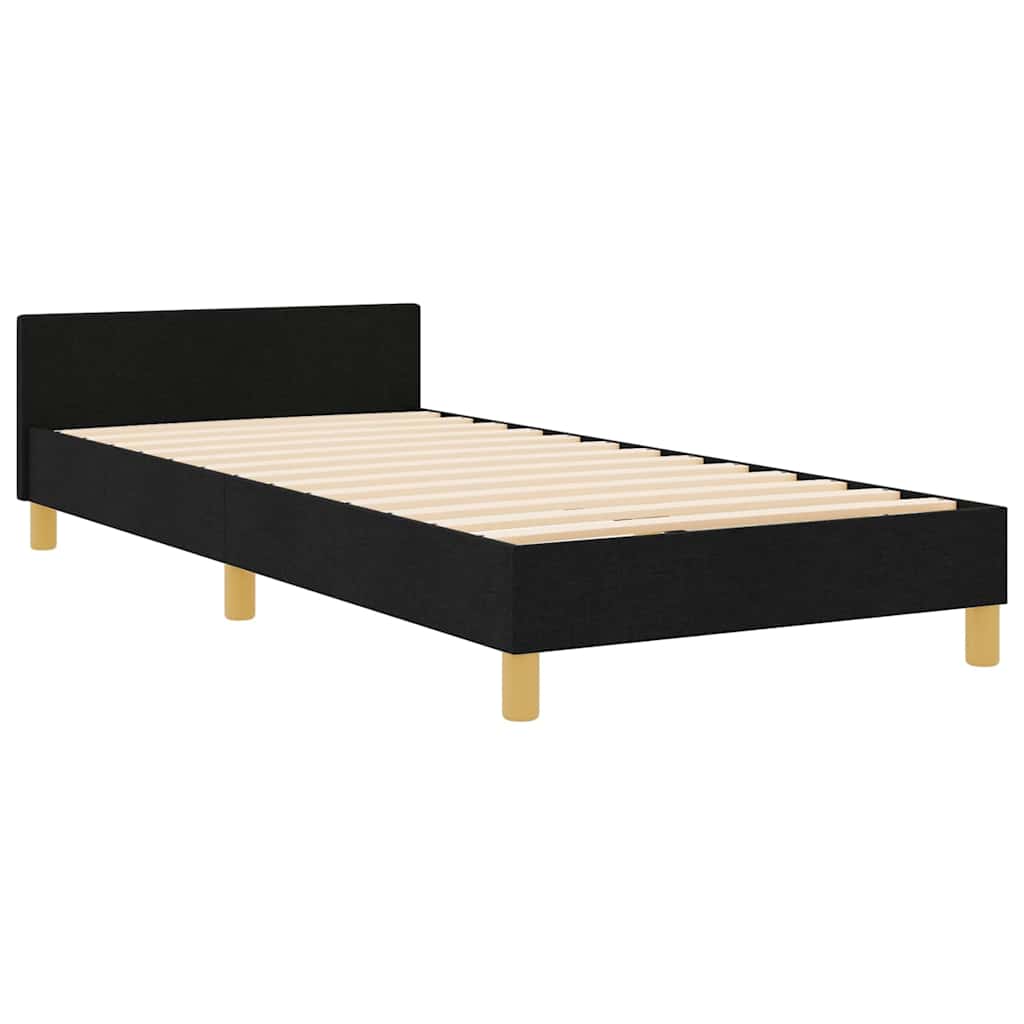 Krevetna konstrukcija s uzglavljem Crna 100 x 200 cm tkanina