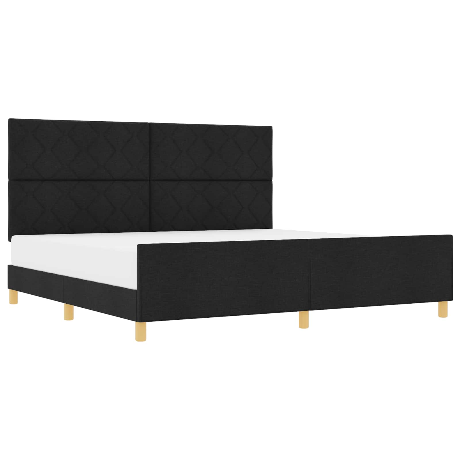 Krevetna konstrukcija s uzglavljem Crna 200 x 200 cm tkanina