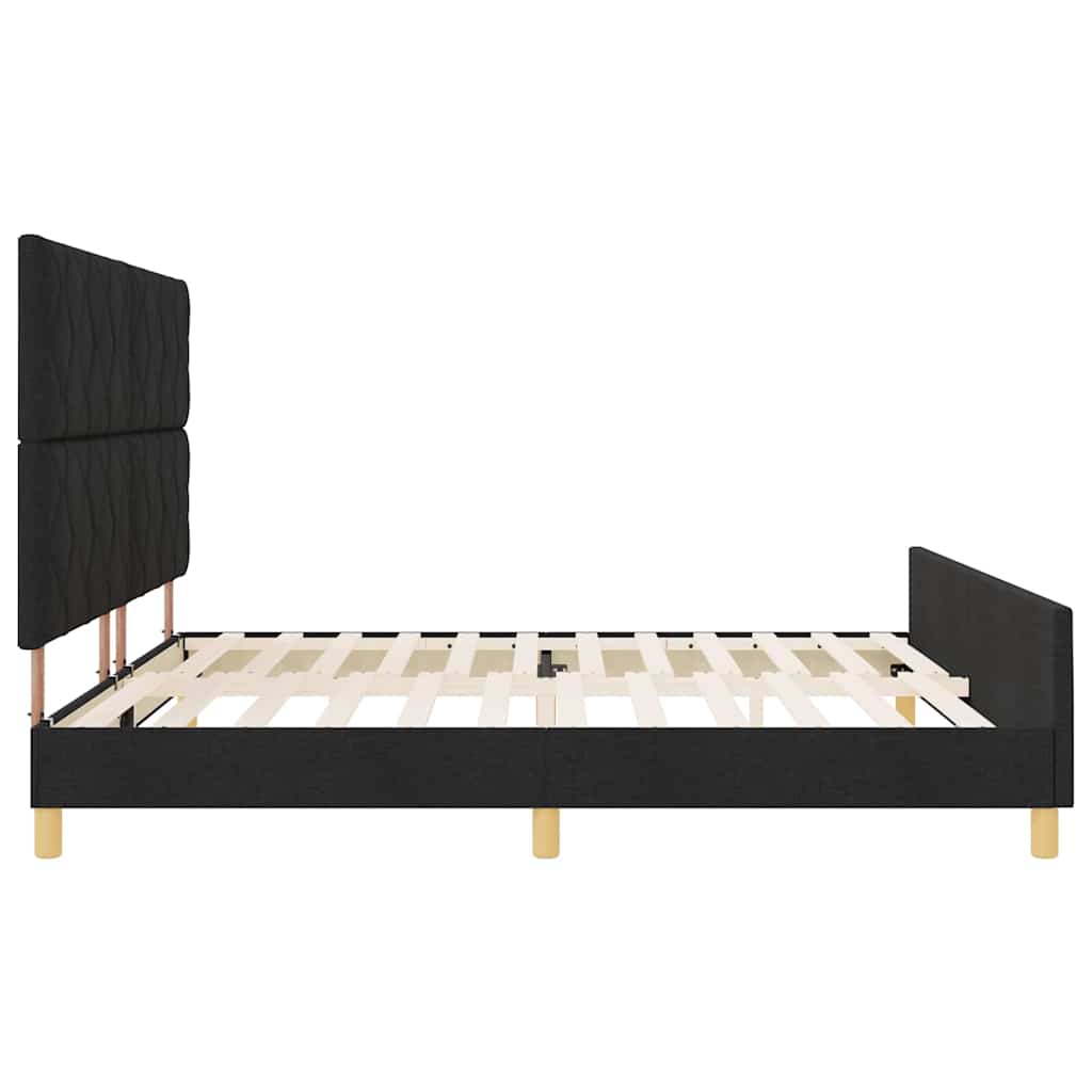 Krevetna konstrukcija s uzglavljem Crna 200 x 200 cm tkanina