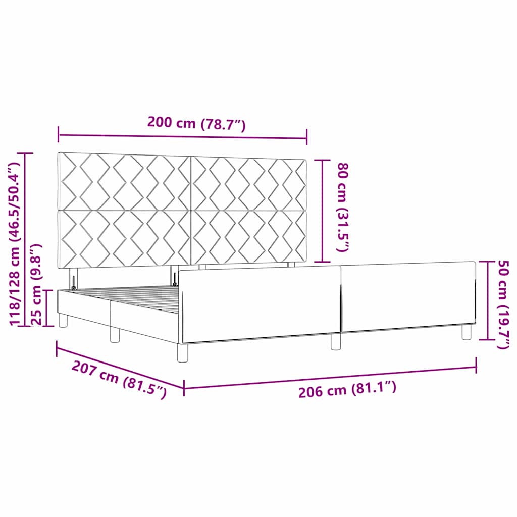 Krevetna konstrukcija s uzglavljem Plava 200 x 200 cm tkanina
