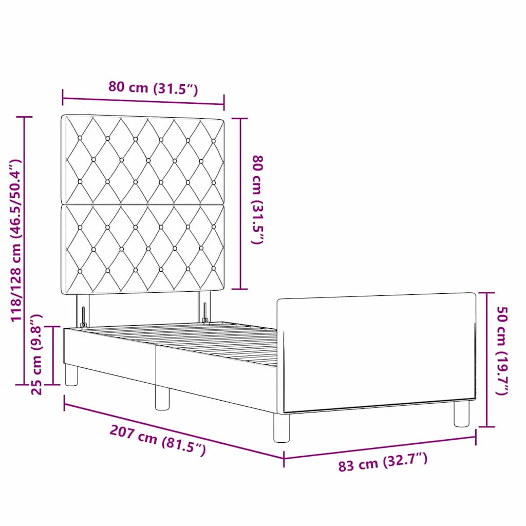 Krevet s opruga kutije Svjetlosiva 80 x 200 cm Baršun
