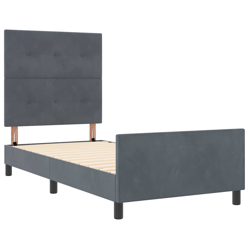 Krevet s opruga kutije Tamno siva 90 x 190 cm Baršun