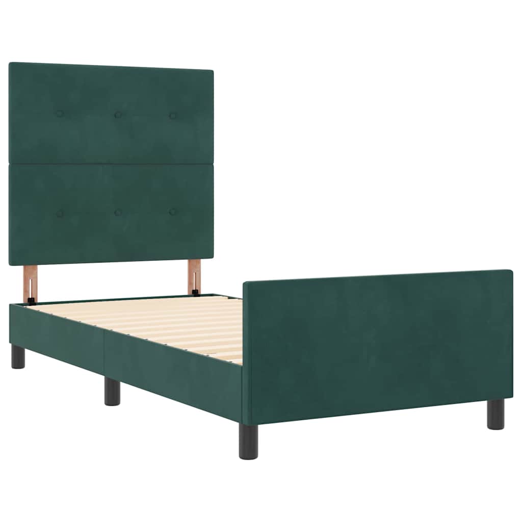 Krevet s opruga kutije Tamnozelena 90 x 200 cm Baršun