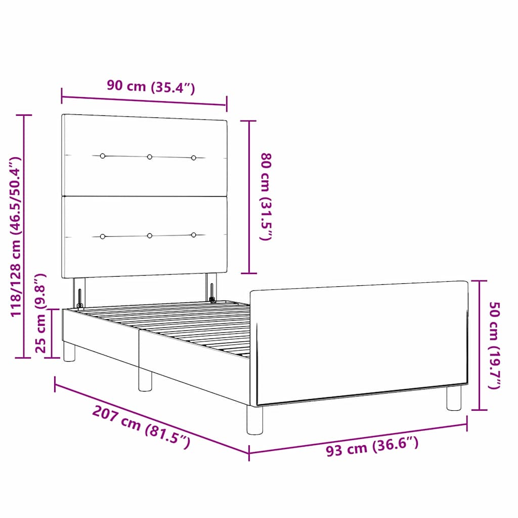 Krevet s opruga kutije Tamnozelena 90 x 200 cm Baršun