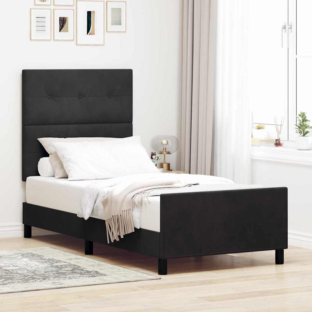 Krevet s opruga kutije s uzglavljem Crna 100 x 200 cm Baršun