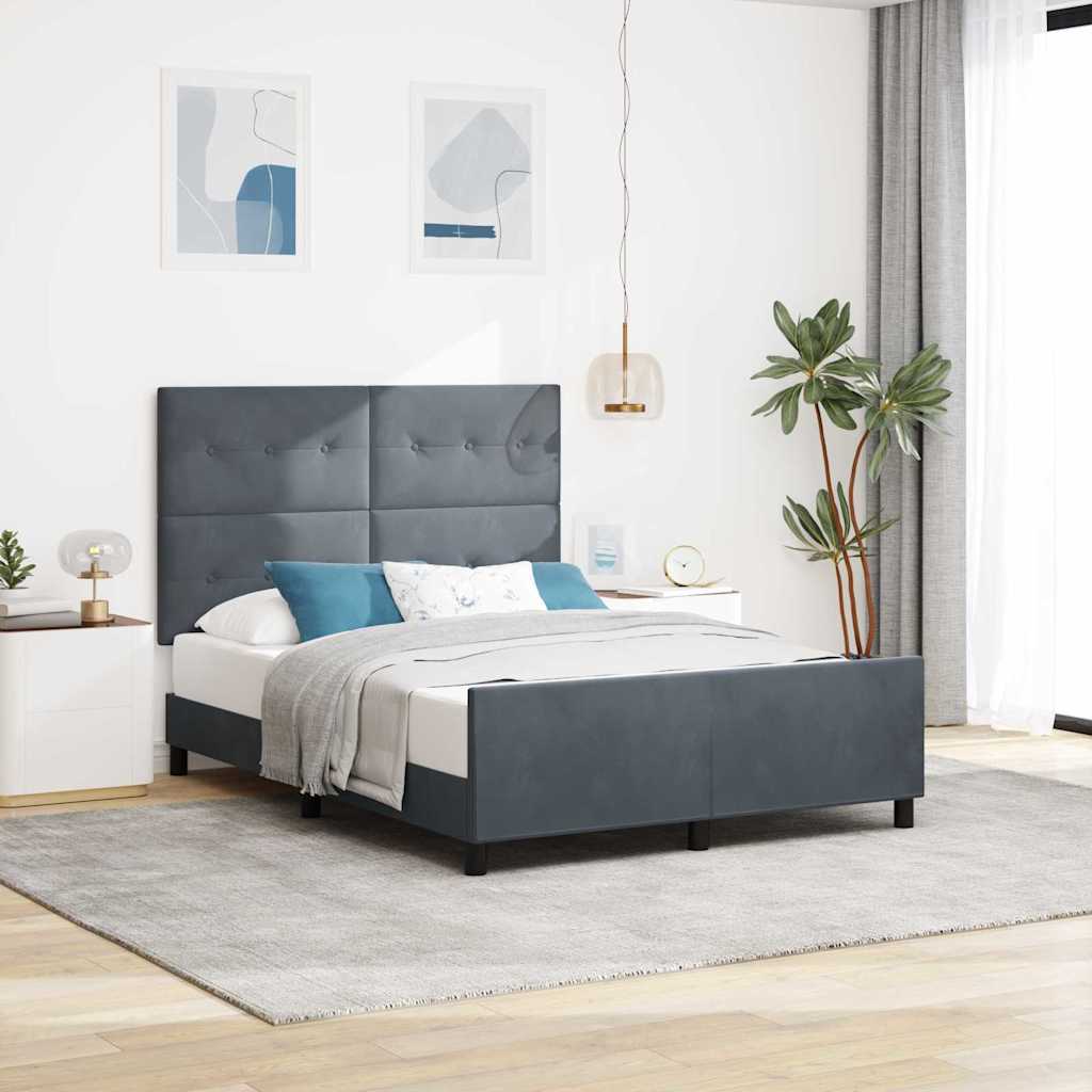 Krevet s opruga kutije Tamno siva 140 x 190 cm Baršun