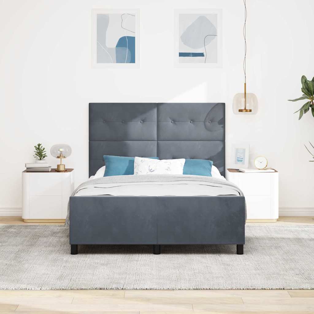 Krevet s opruga kutije Tamno siva 140 x 190 cm Baršun