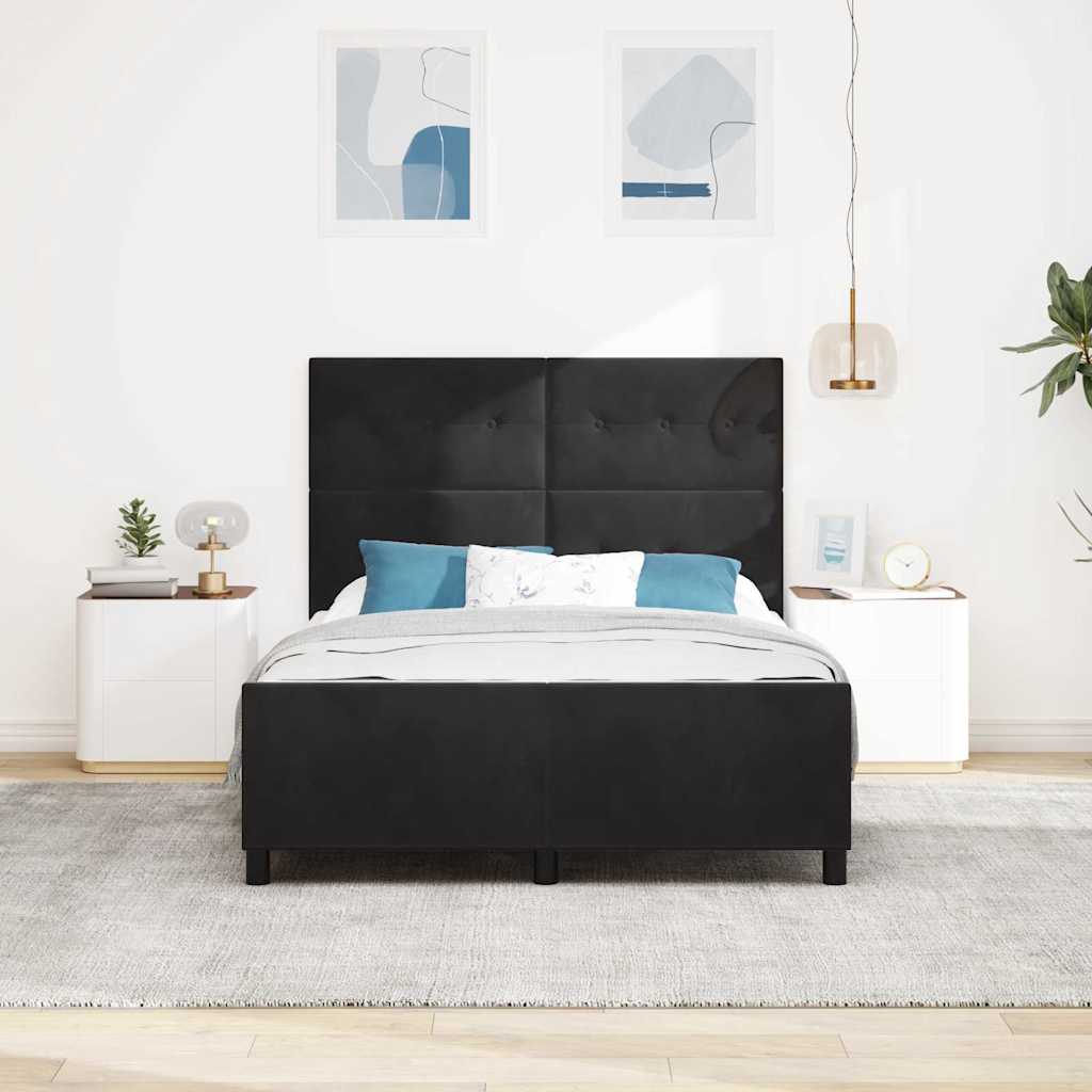 Krevet s opruga kutije s uzglavljem Crna 160 x 200 cm Baršun