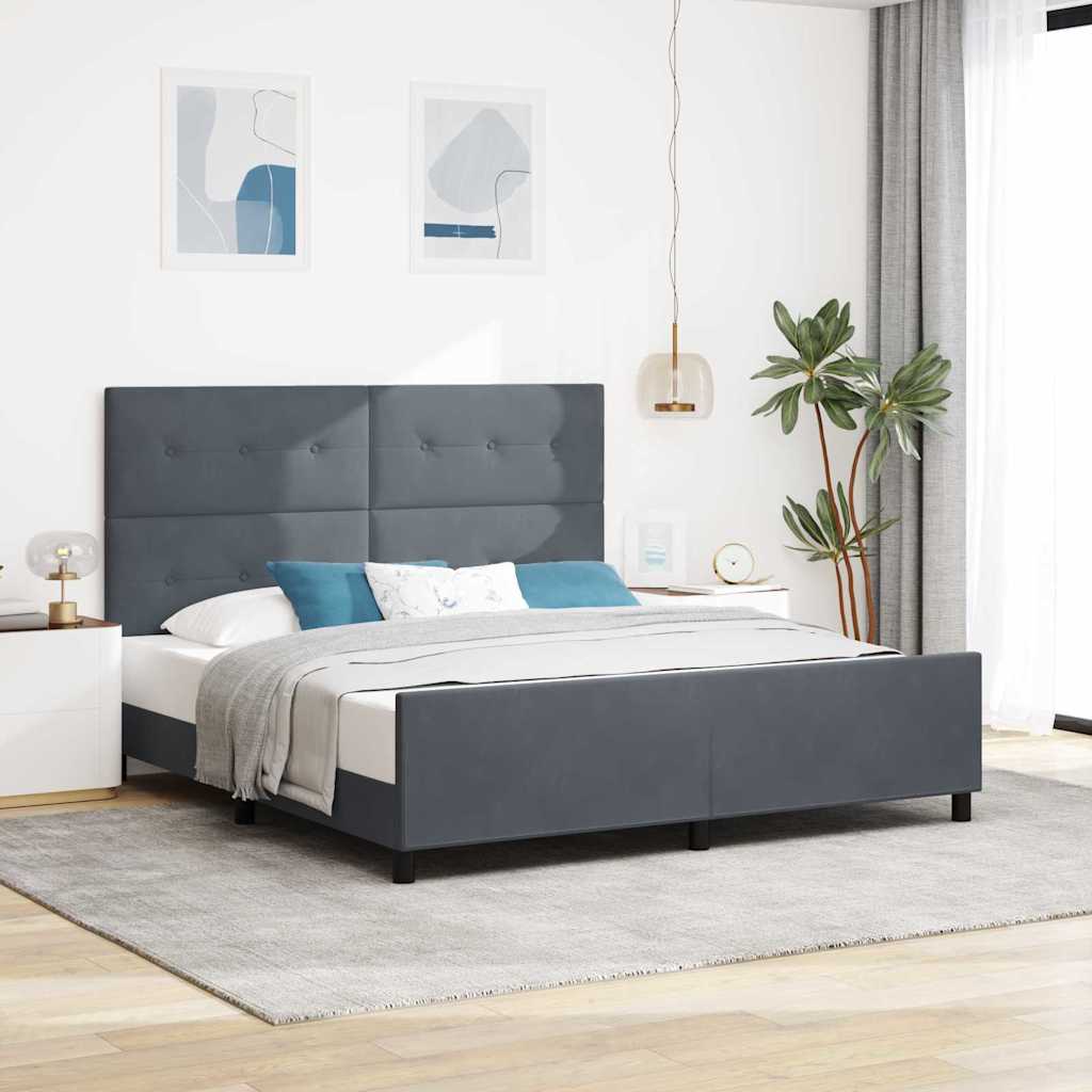 Krevet s opruga kutije Tamno siva 180 x 200 cm Baršun
