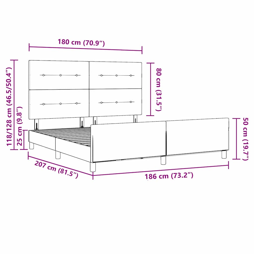 Krevet s opruga kutije Tamno siva 180 x 200 cm Baršun