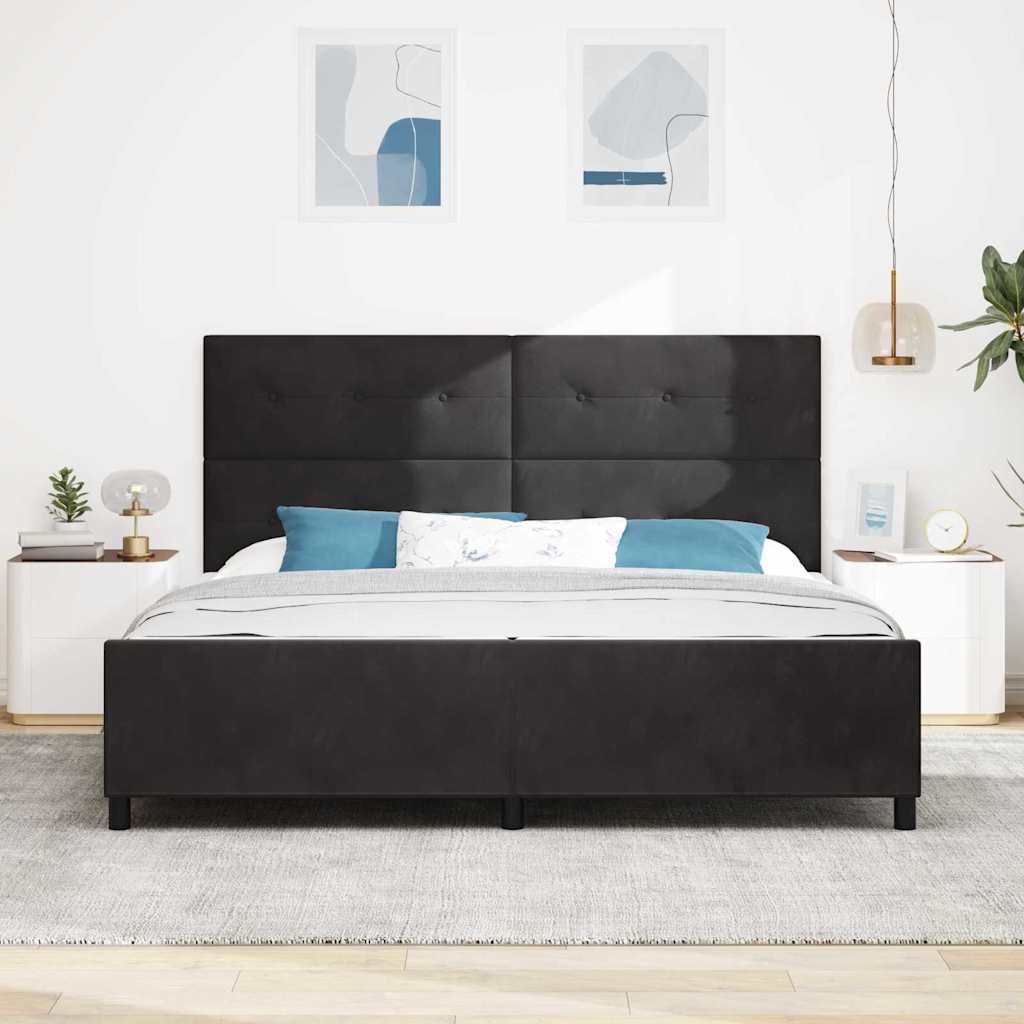 Krevet s opruga kutije s uzglavljem Crna 200 x 200 cm Baršun