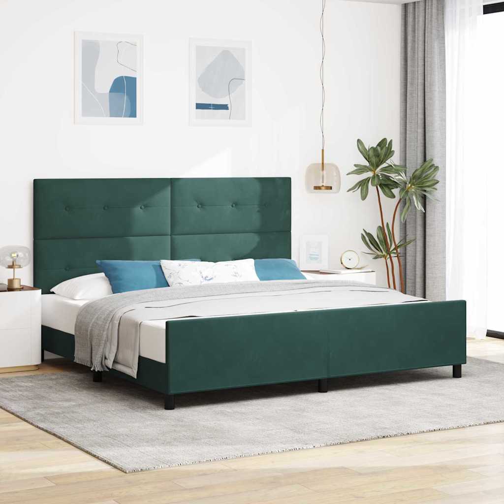 Krevet s opruga kutije Tamnozelena 200 x 200 cm Baršun