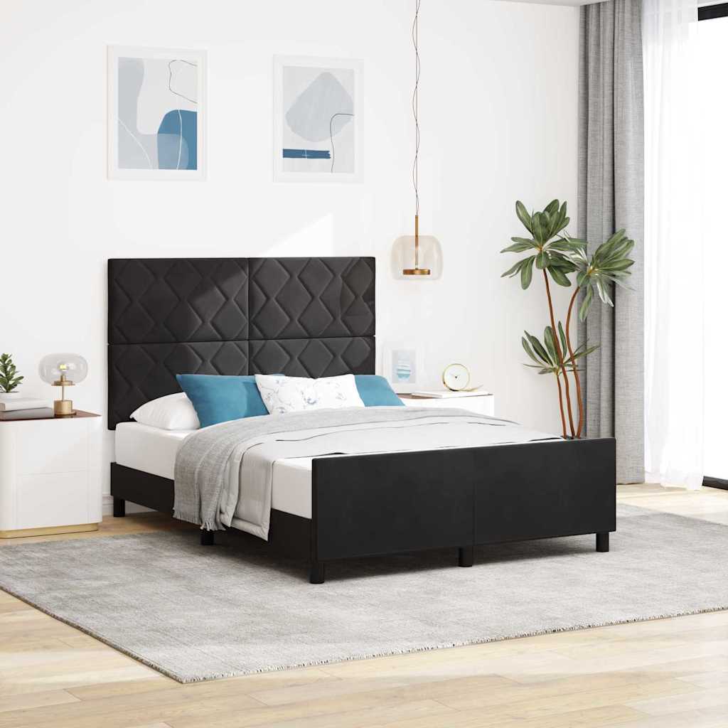 Krevet s opruga kutije s uzglavljem Crna 140 x 200 cm Baršun