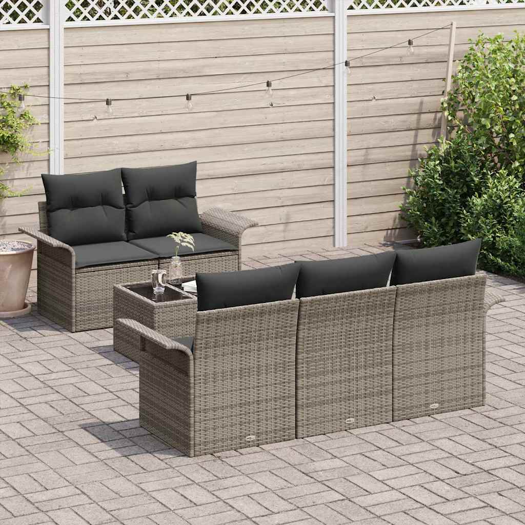 Sjedeća garnitura za vrt s jastukom 6 pcs Siva 55 x 55 x 37 cm