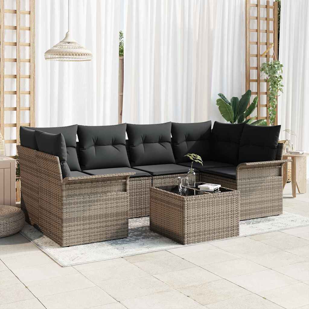 Sjedeća garnitura za vrt 7 pcs Siva 55 x 55 x 37 cm poliratan