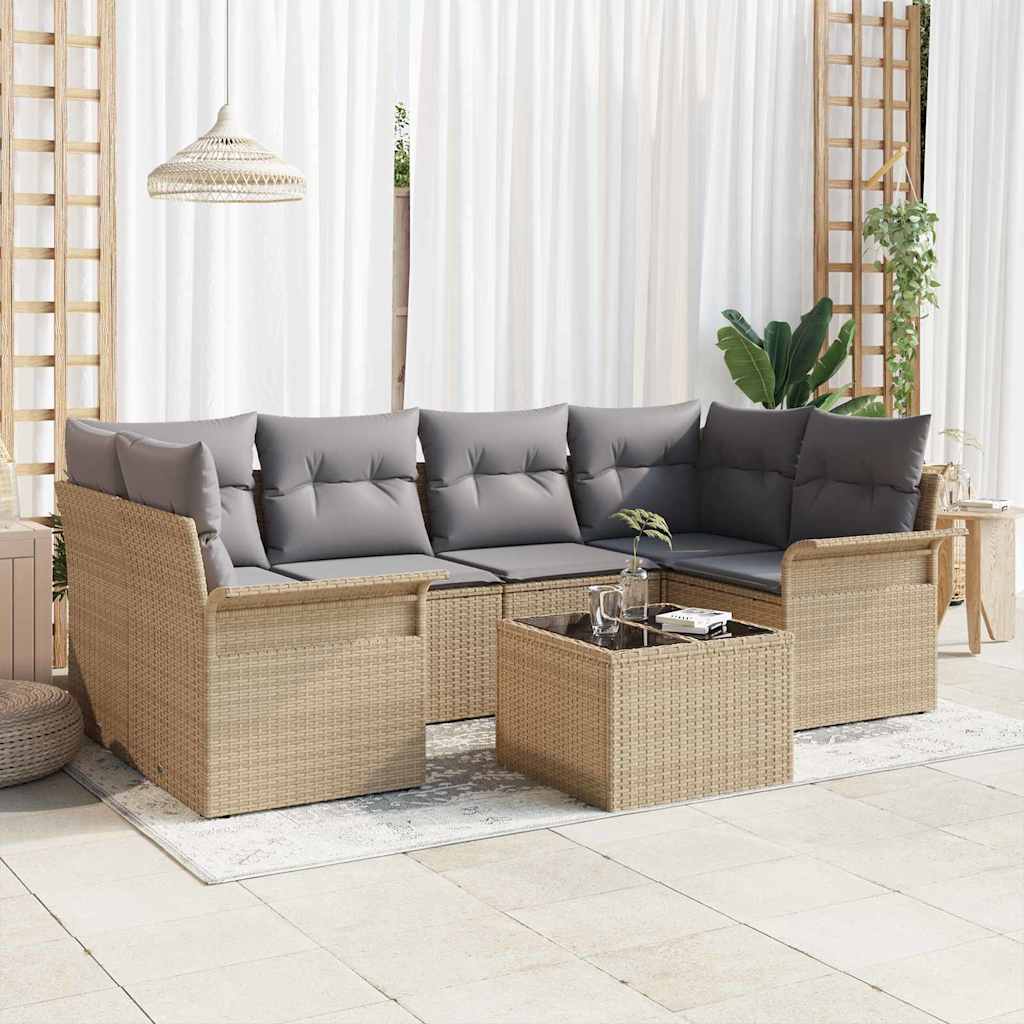 Sjedeća garnitura za vrt 7 pcs Bež i siva 55 x 55 x 37 cm