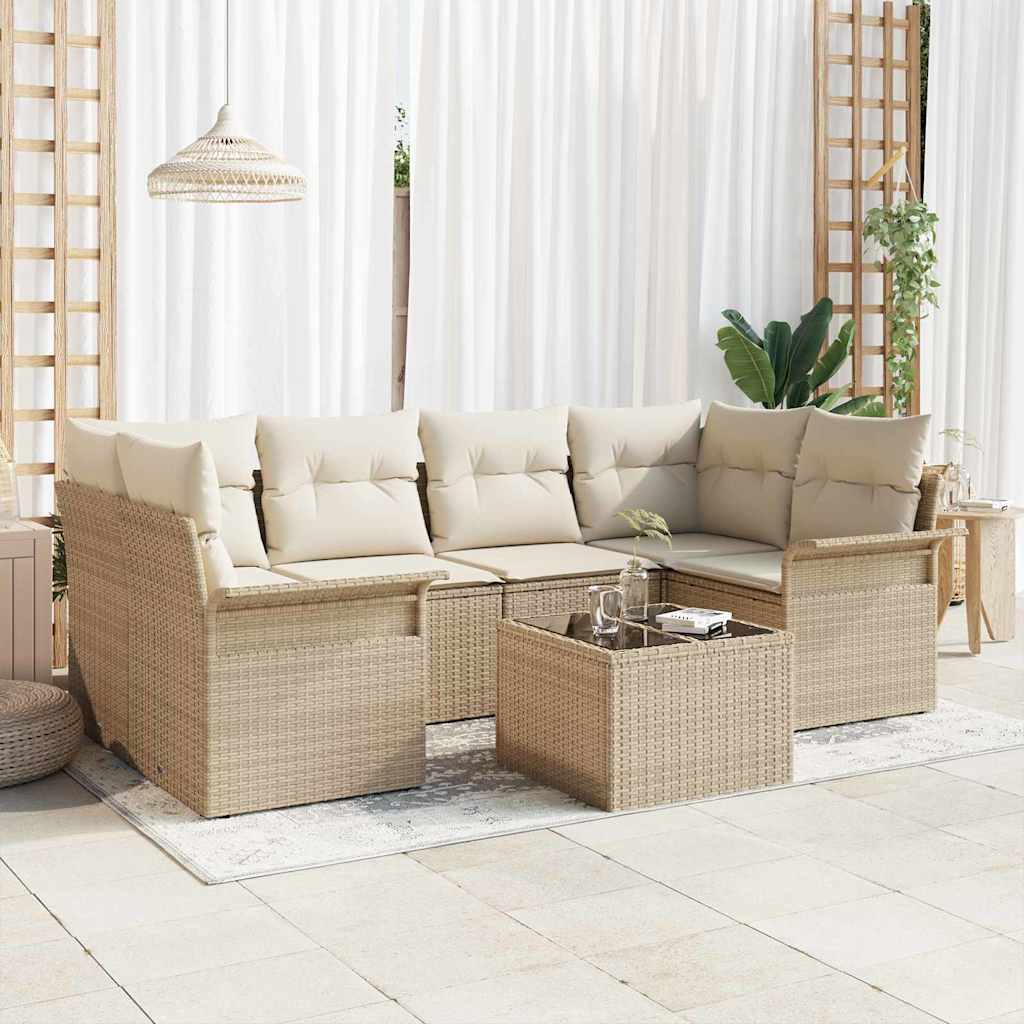 Sjedeća garnitura za vrt 7 pcs Bež i krema 55 x 55 x 37 cm