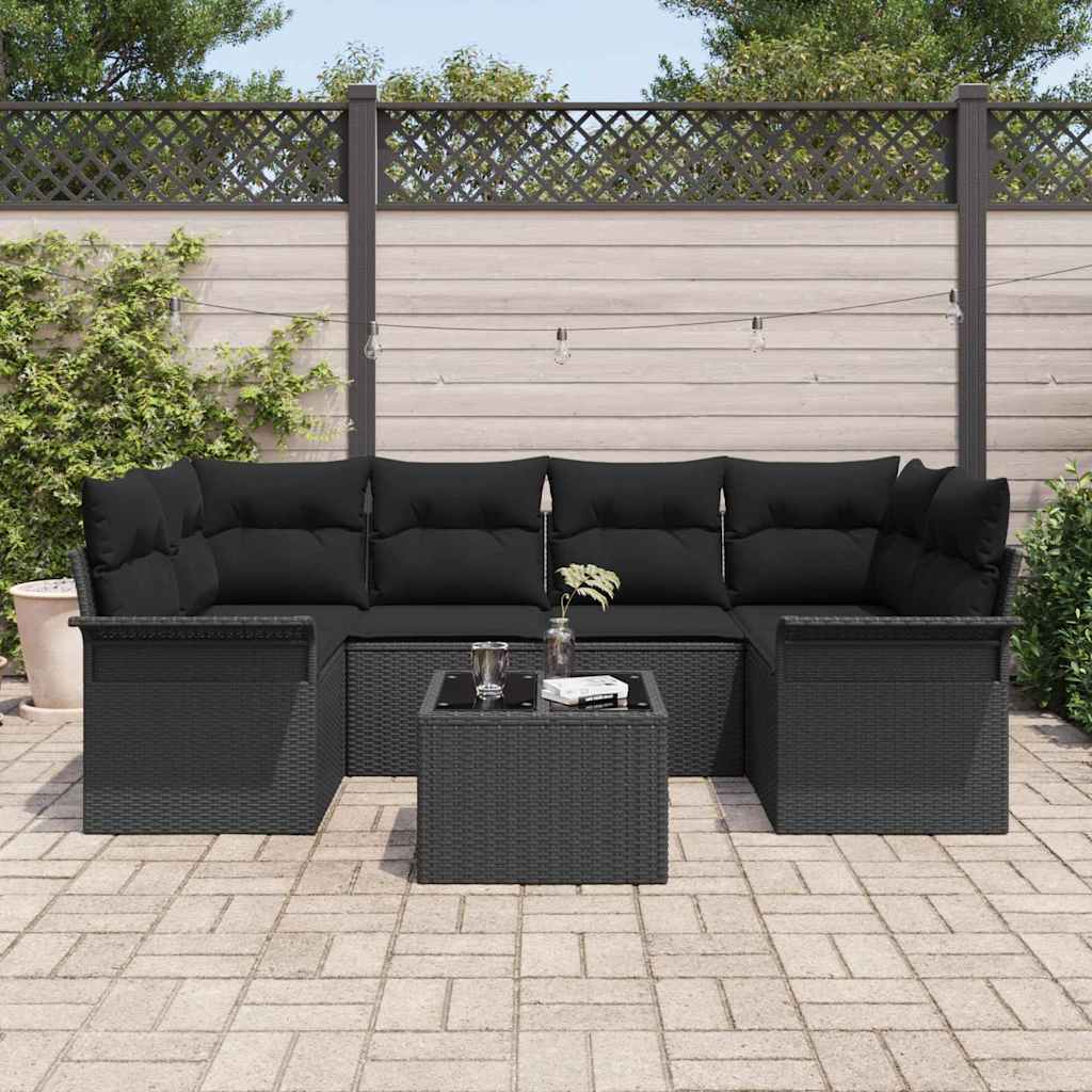 Sjedeća garnitura za vrt 7 pcs Crna 55 x 55 x 37 cm poliratan