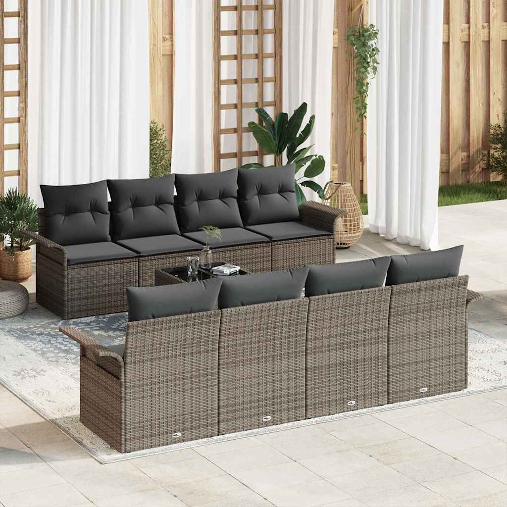 Sjedeća garnitura za vrt 9 pcs Siva 55 x 55 x 37 cm poliratan
