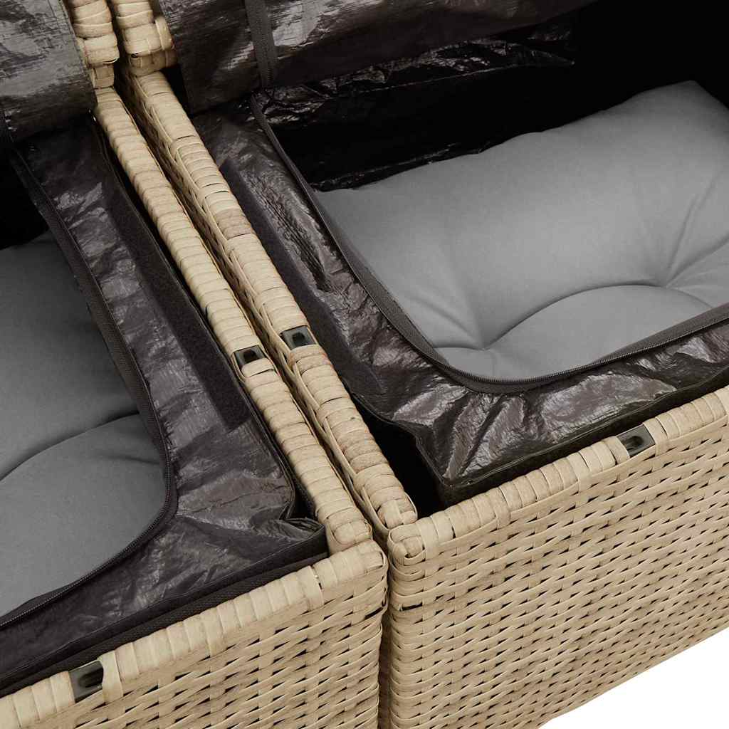 Sjedeća garnitura za vrt s pohranom 8 pcs Bež poliratan