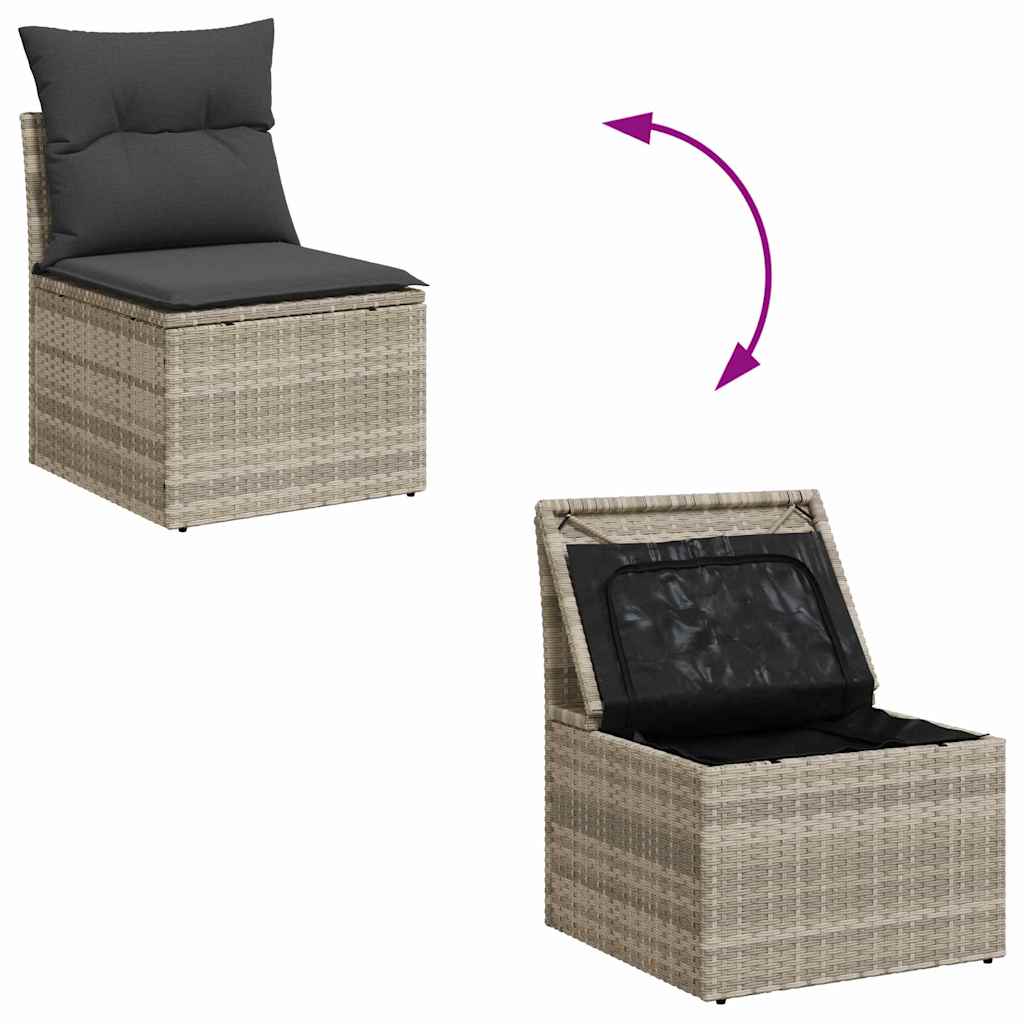 Sjedeća garnitura za vrt s pohranom 8 pcs Svjetlosiva poliratan