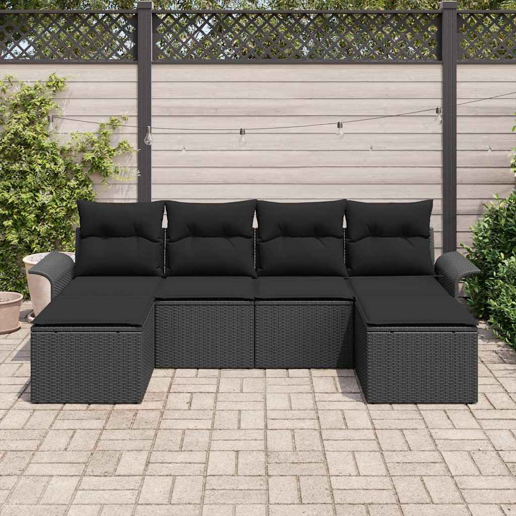 Sjedeća garnitura za vrt s pohranom 6 pcs Crna poliratan