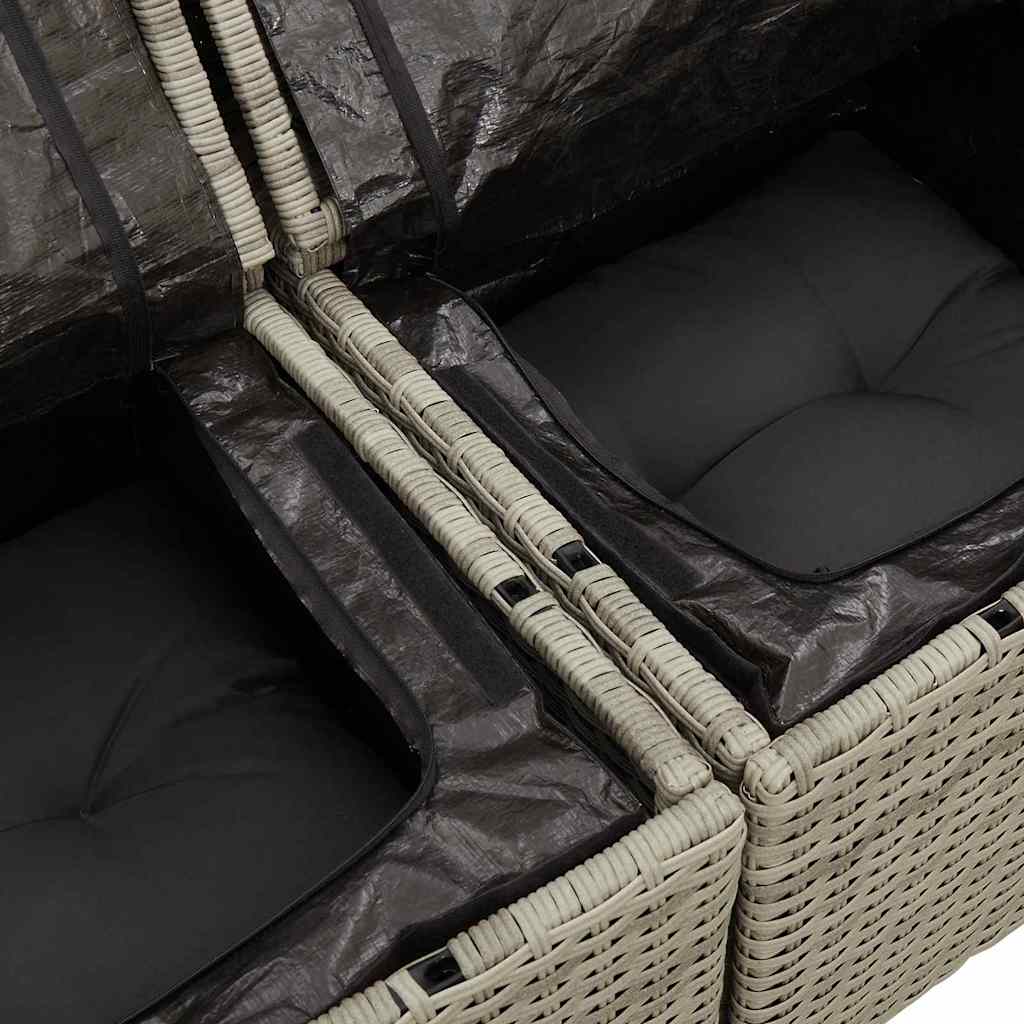 Sjedeća garnitura za vrt 7 pcs Svjetlosiva Poli ratan
